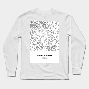 Mount Wilhelm Topographic Map Long Sleeve T-Shirt